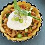 Poached egg and bacon pies