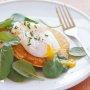 Poached egg with sour cream blini