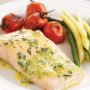 Poached salmon fillets with blender bearnaise