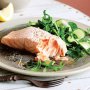 Poached salmon with cured zucchini salad