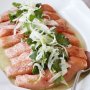 Poached salmon with garlic