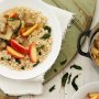 Pork and apple cider casserole with sage brown rice