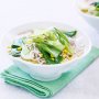 Pork & sweet corn noodle soup with pak choy