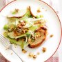Pork with pear and fennel salad and walnut crumble