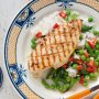 Portuguese-style chicken with rice & green bean salad