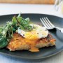 Potato galette with poached egg and salad (vegetarian)