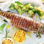 Prosciutto-wrapped trout with cured zucchini salad