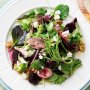 Rare roast beef, beetroot and goats cheese salad