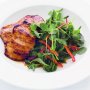 Red curry pork steaks with fresh herb salad
