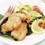 Reef fish in coconut batter with green mango salad