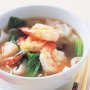 Rice noodles & prawns with ginger broth