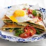 Ricotta and rocket quesadillas with fried egg