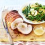 Roast pork with bean and potato salad