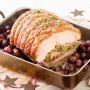 Roast pork with grape and pistachio stuffing