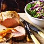 Roast pork with red cabbage & apple coleslaw