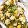 Roasted cauliflower and broccolini with lemon and pine nuts