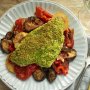 Roasted ratatouille with parsley and lemon crusted fish
