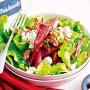 Roasted rhubarb and goats cheese salad