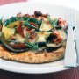 Roasted vegetable pizzas with rosemary oil