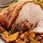 Rosemary roasted pork with sweet potatoes and shallots