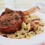Rosemary veal cutlets with pasta salad