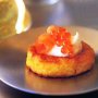 Saffron-french toast with smoked salmon and salmon Roe