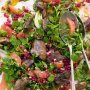 Salad of chicken livers, pomegranate and hazelnuts