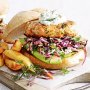 Salmon and dill burgers with kale coleslaw