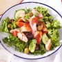 Salmon and olive salad with spicy tomato dressing