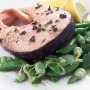 Salmon cutlets with minted broad beans and sugar snaps
