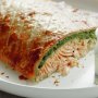 Salmon en croute with pea puree