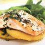 Salmon fillets with polenta fritters