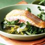Salmon on slow-roasted leeks, witlof and asparagus