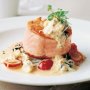 Salmon roulade with crab sauce