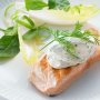 Salmon steaks with creamy herbed Philly