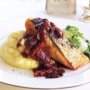 Salmon with red wine sauce