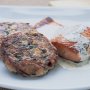Salmon with risotto patties & tarragon sauce