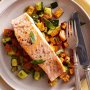 Salmon with sweet potatoes and zucchini