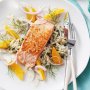 Salmon with white wine risoni & fennel orange salad