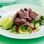 Satay beef steak with cucumber salad