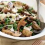 Sauteed mushrooms with baby spinach and basil