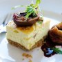 Savoury gorgonzola cheesecake with barolo-poached figs