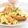 Scrambled eggs with herbs and smoked salmon