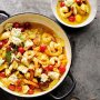 Seafood, fennel and saffron braise with chunky fennel seed croutons