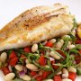 Seared snapper with spinach, white bean & chilli salad