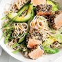 Sesame-crusted salmon and soba noodle salad