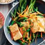 Sesame-crusted tofu with spring vegie salad