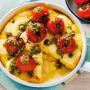 Skillet polenta with bocconcini and roast tomatoes