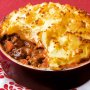 Slow-cooked rich beef pie with sour cream mash