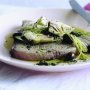 Slow-poached tuna with lemon and artichokes
